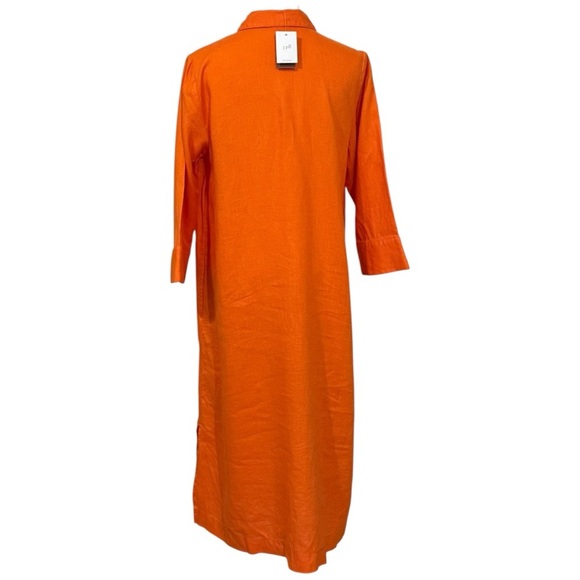 J. Jill Orange Linen Button-Front Dress – Women’s Small, Coastal Minimalist - Picture 2 of 9